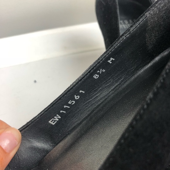 Stuart Weitzman  Black Peep Toe Heels Suede 8.5 - Picture 3 of 4